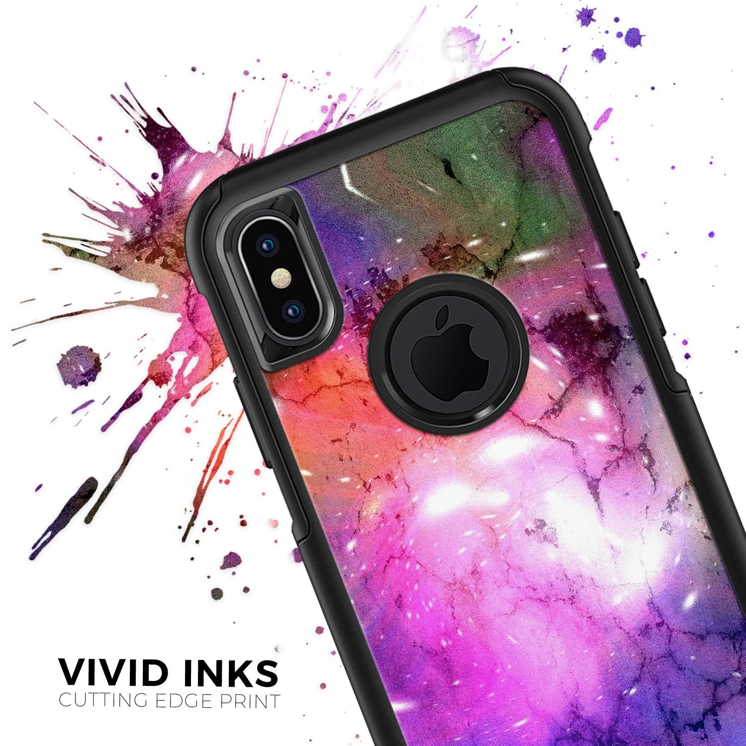 Warped Neon Color-Splosion Skin Kit for iPhone OtterBox Cases featuring vibrant colors and a sleek design.